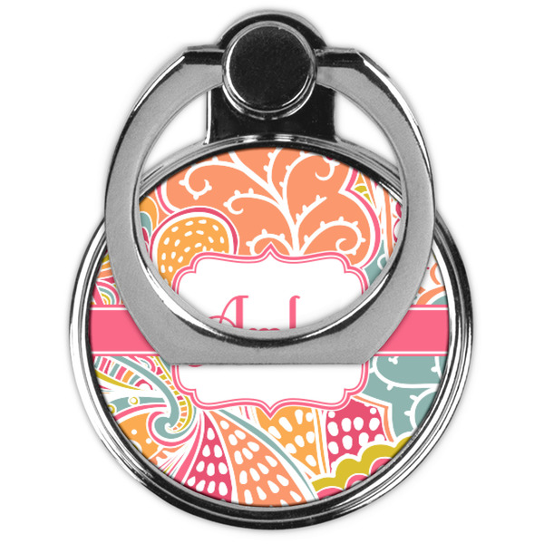 Abstract Foliage Cell Phone Ring Stand & Holder - Front (Collapsed)