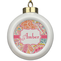 Abstract Foliage Ceramic Ball Ornament (Personalized)