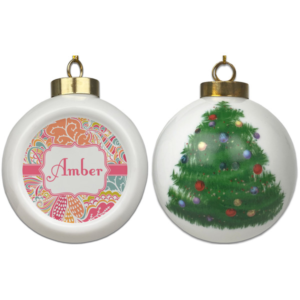 Abstract Foliage Ceramic Christmas Ornament - X-Mas Tree (APPROVAL)