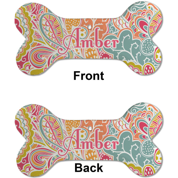 Abstract Foliage Ceramic Flat Ornament - Bone Front & Back (APPROVAL)