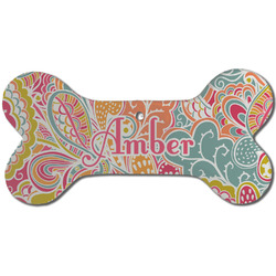 Abstract Foliage Ceramic Dog Ornament - Front w/ Name or Text