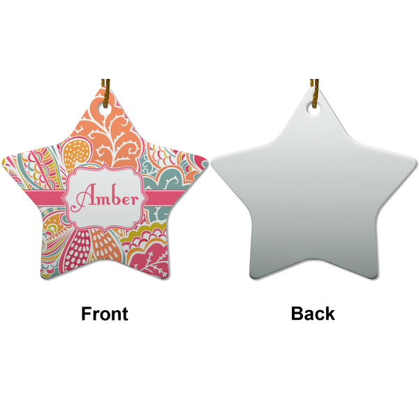 Abstract Foliage Ceramic Flat Ornament - Star Front & Back (APPROVAL)