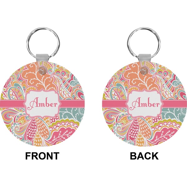 Abstract Foliage Circle Keychain (Front + Back)