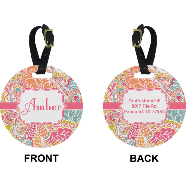 Abstract Foliage Circle Luggage Tag (Front + Back)