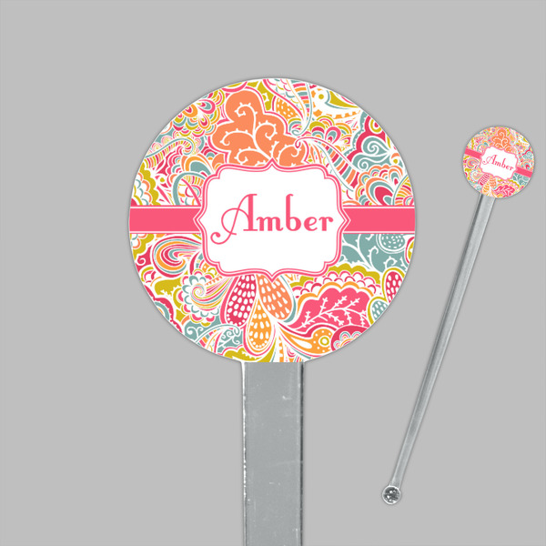 Abstract Foliage Clear Plastic 7" Stir Stick - Round - Closeup