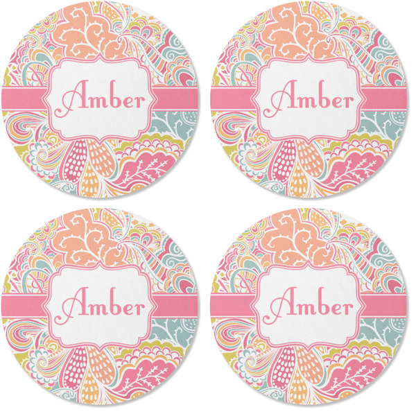 Abstract Foliage Coaster Round Rubber Back - Apvl