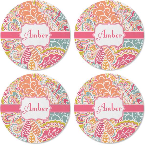 Abstract Foliage Coaster Round Rubber Back - Apvl