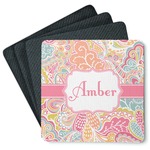Abstract Foliage Square Rubber Backed Coasters - Set of 4 (Personalized)