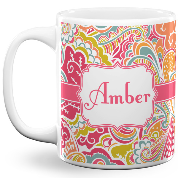 Custom Abstract Foliage 11 Oz Coffee Mug - White (Personalized)