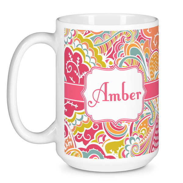 Abstract Foliage Coffee Mug - 15 oz - White