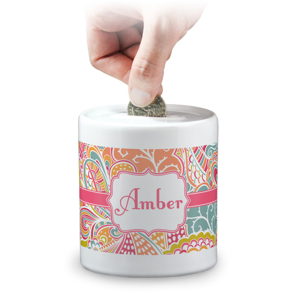Custom Abstract Foliage Coin Bank (Personalized)