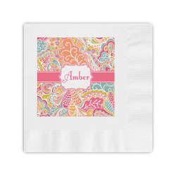 Abstract Foliage Coined Cocktail Napkins (Personalized)