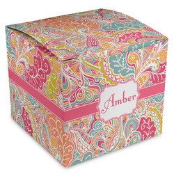 Abstract Foliage Cube Favor Gift Boxes (Personalized)