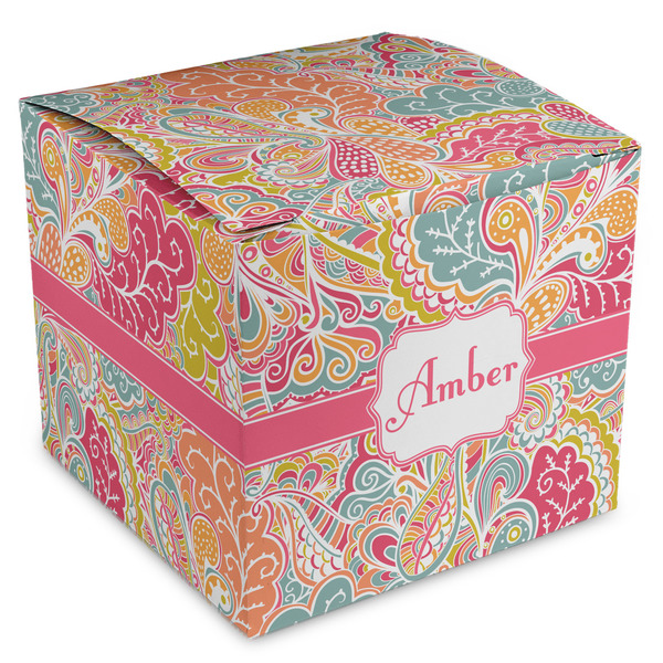Custom Abstract Foliage Cube Favor Gift Boxes (Personalized)