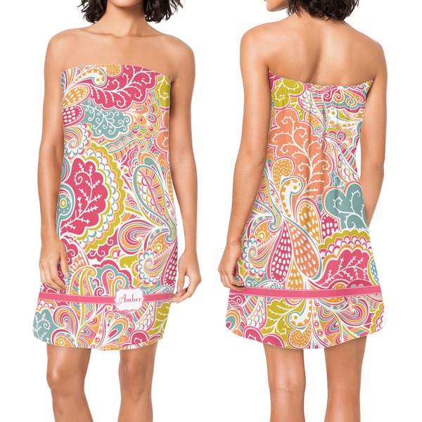 Abstract Foliage Custom Bath Wrap - Front & Back View