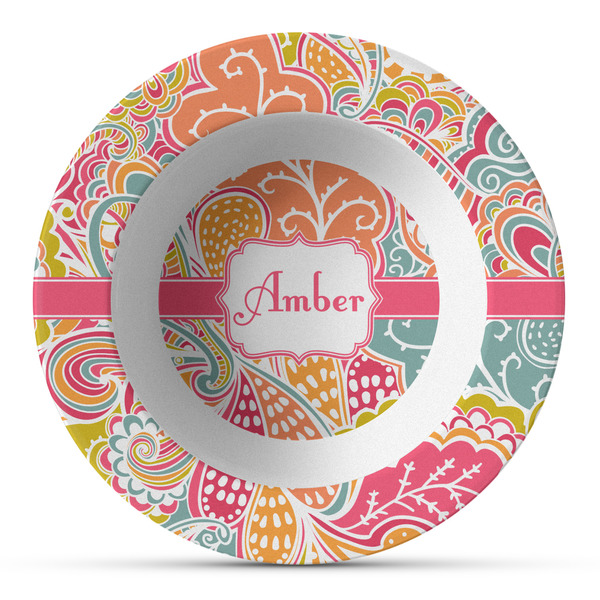 Custom Abstract Foliage Plastic Bowl - Microwave Safe - Composite Polymer (Personalized)