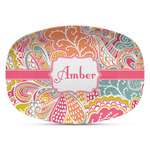 Abstract Foliage Plastic Platter - Microwave & Oven Safe Composite Polymer (Personalized)