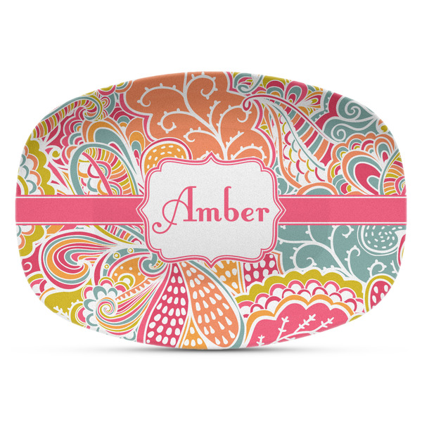 Custom Abstract Foliage Plastic Platter - Microwave & Oven Safe Composite Polymer (Personalized)
