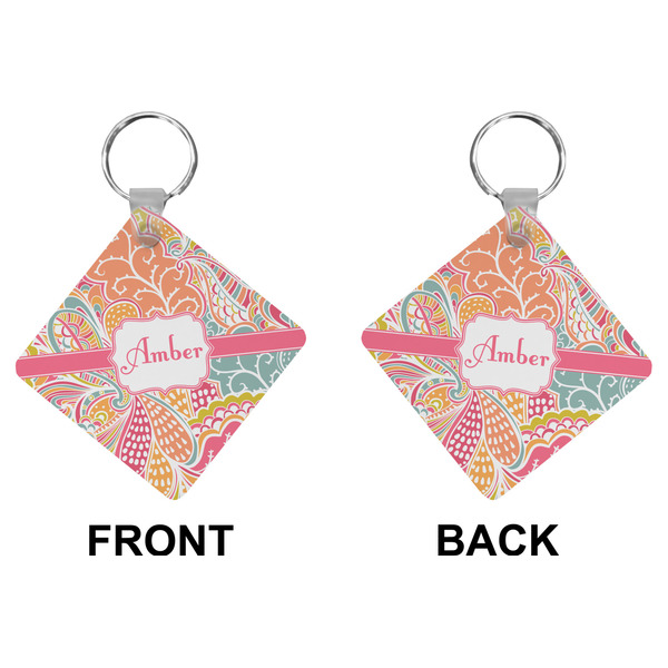 Abstract Foliage Diamond Keychain (Front + Back)