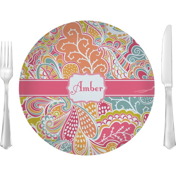 Custom Abstract Foliage 10" Glass Lunch / Dinner Plates - Single or Set (Personalized)