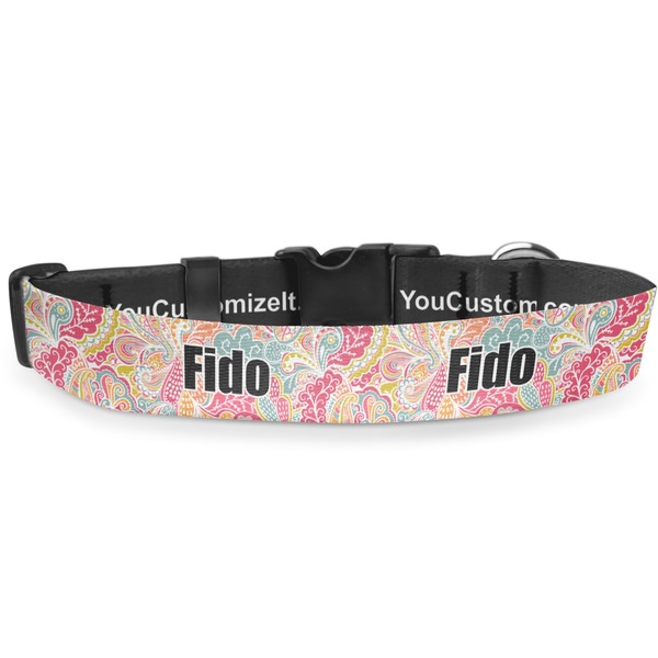 Custom Abstract Foliage Deluxe Dog Collar - Large (13" to 21") (Personalized)