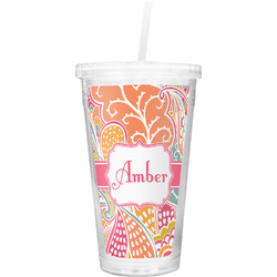 Abstract Foliage Double Wall Tumbler with Straw (Personalized)