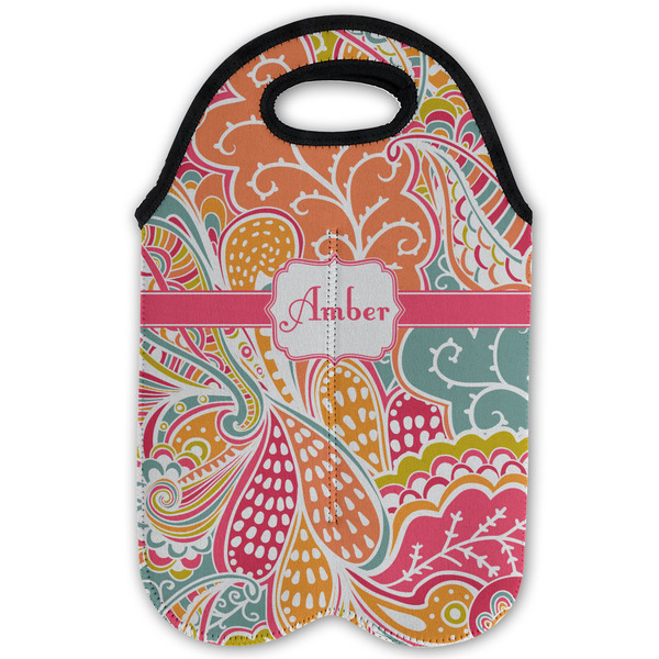 Abstract Foliage Double Wine Tote - Flat (new)