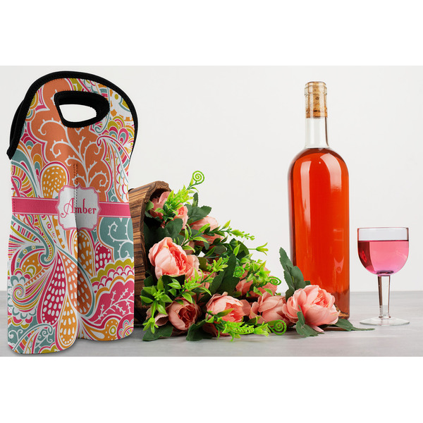 Abstract Foliage Double Wine Tote - LIFESTYLE (new)