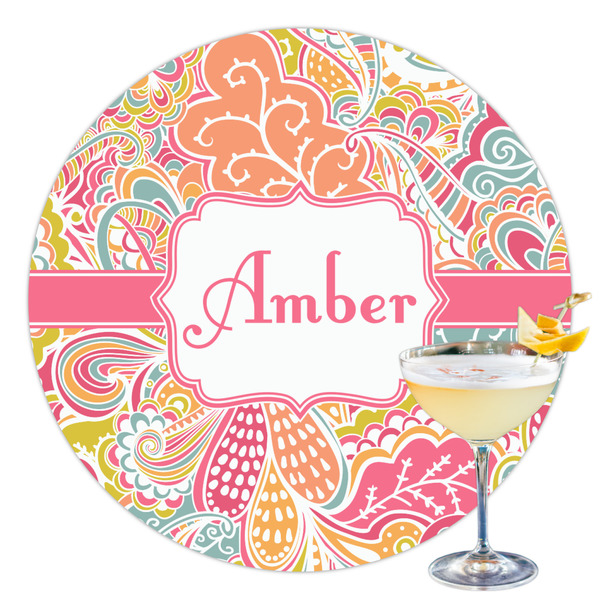 Custom Abstract Foliage Printed Drink Topper - 3.5" (Personalized)