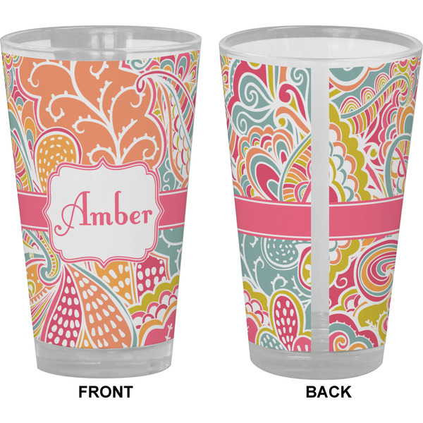 Abstract Foliage Pint Glass - Full Color - Front & Back Views