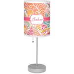 Abstract Foliage 7" Drum Lamp with Shade Linen (Personalized)