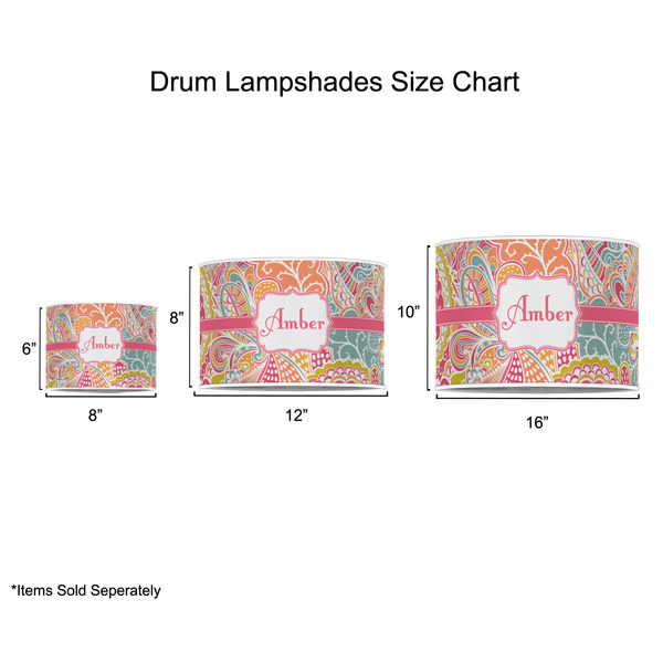 Abstract Foliage Drum Lampshades - Sizing Chart