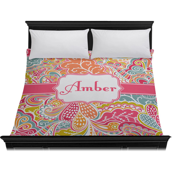 Abstract Foliage Duvet Cover - King - On Bed - No Prop