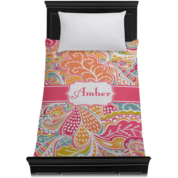 Abstract Foliage Duvet Cover - Twin XL - On Bed - No Prop