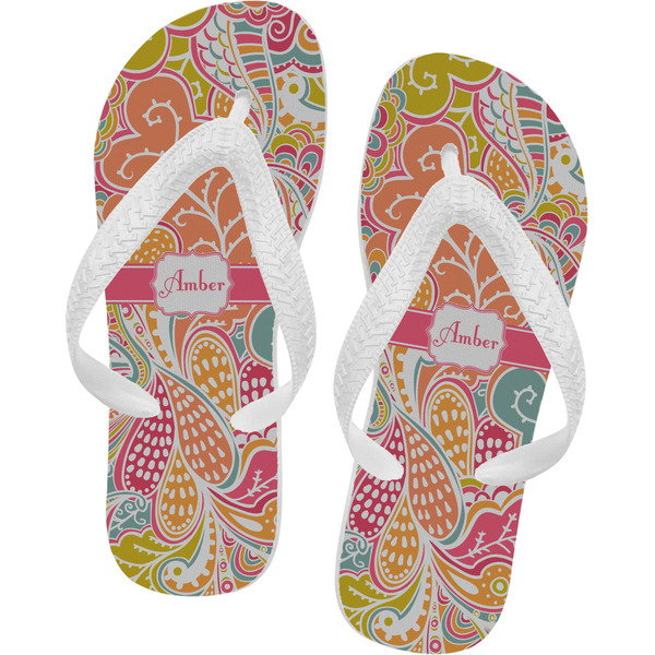 Custom Abstract Foliage Flip Flops - Large (Personalized)