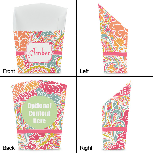 Abstract Foliage French Fry Favor Box - Front & Back View