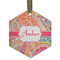 Abstract Foliage Flat Glass Ornament - Hexagon w/ Name or Text