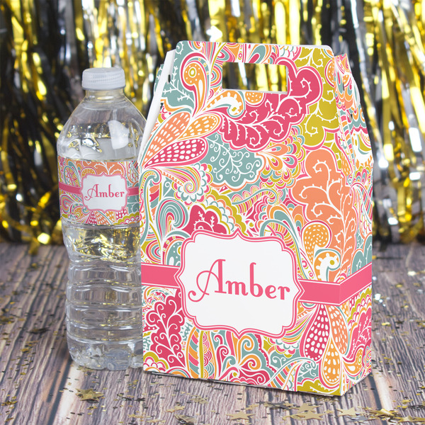 Abstract Foliage Gable Favor Box - In Context