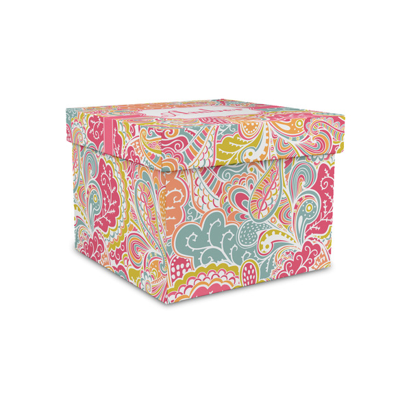 Custom Abstract Foliage Gift Box with Lid - Canvas Wrapped - Small (Personalized)