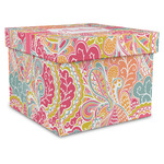 Abstract Foliage Gift Box with Lid - Canvas Wrapped - XX-Large (Personalized)