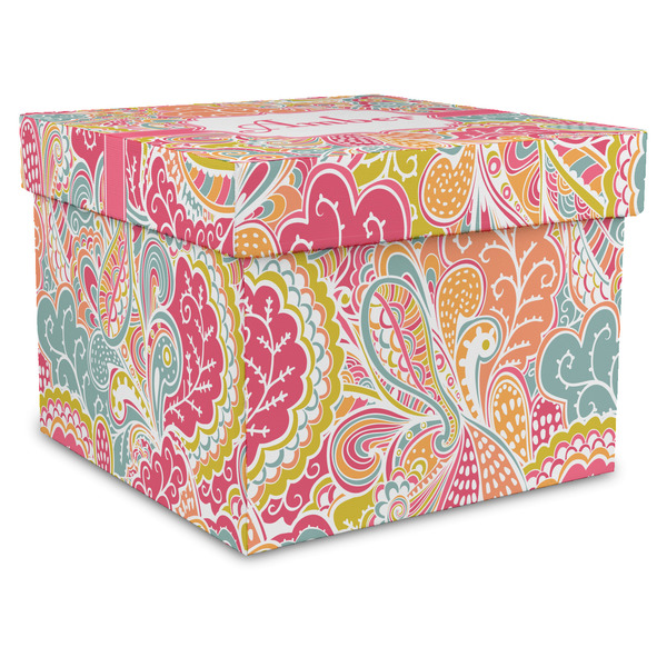 Custom Abstract Foliage Gift Box with Lid - Canvas Wrapped - XX-Large (Personalized)