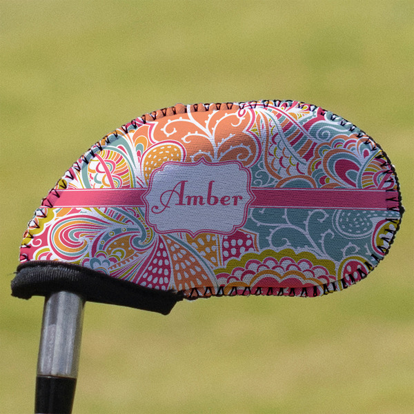 Custom Abstract Foliage Golf Club Iron Cover (Personalized)