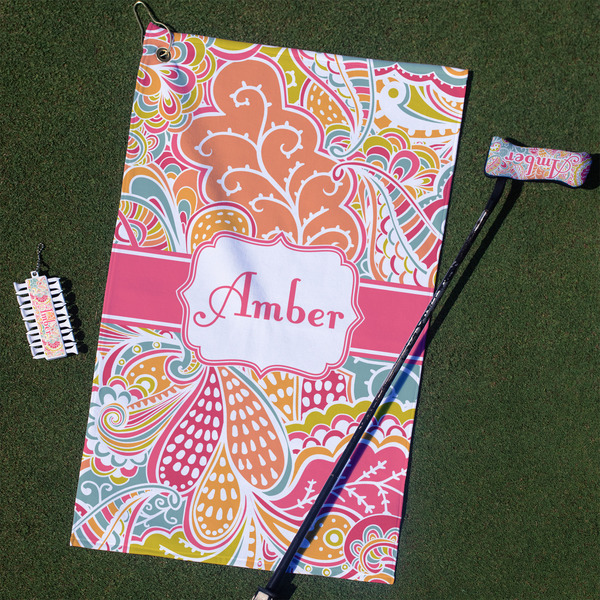 Custom Abstract Foliage Golf Towel Gift Set (Personalized)