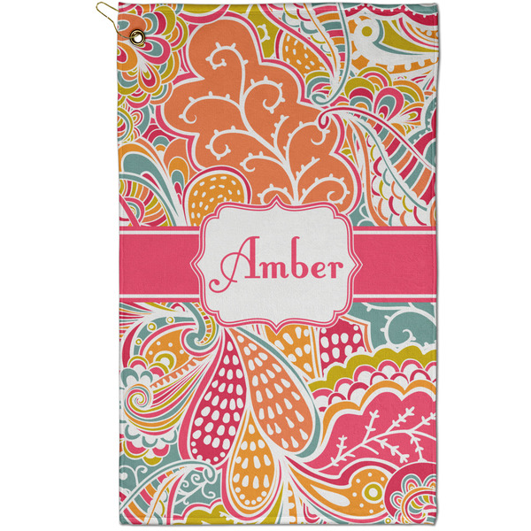 Custom Abstract Foliage Golf Towel - Poly-Cotton Blend - Small w/ Name or Text