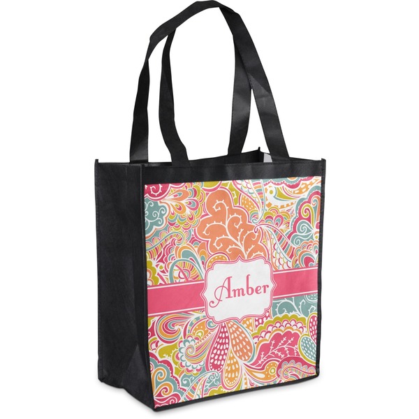 Custom Abstract Foliage Grocery Bag (Personalized)