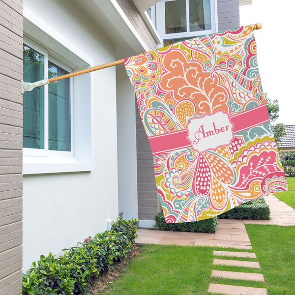 Abstract Foliage House Flags - Single Sided - LIFESTYLE