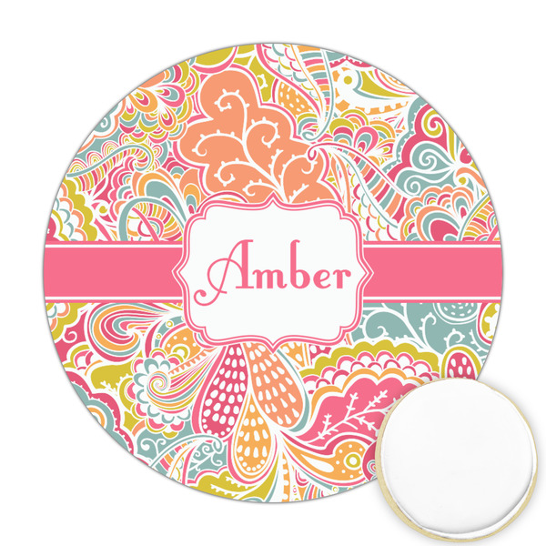 Custom Abstract Foliage Printed Cookie Topper - Round (Personalized)