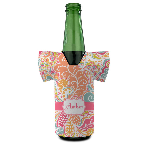 Abstract Foliage Jersey Bottle Cooler - FRONT (on bottle)
