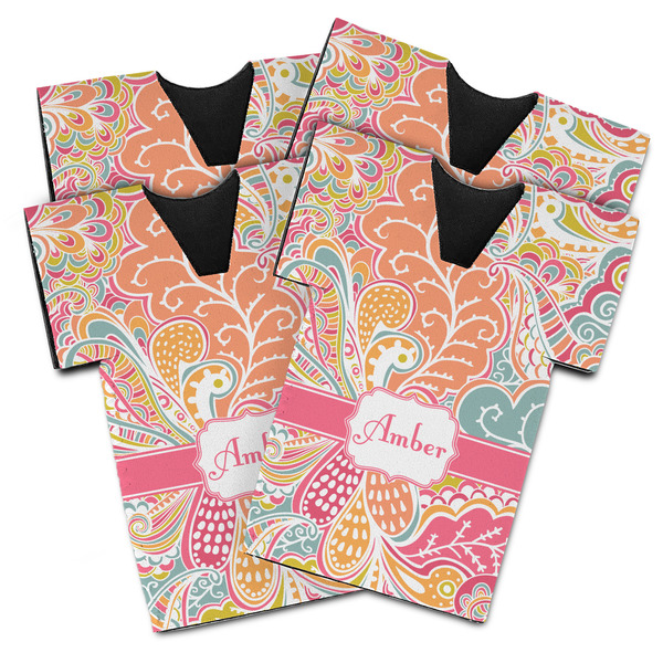 Abstract Foliage Jersey Bottle Cooler - Set of 4 - MAIN (flat)