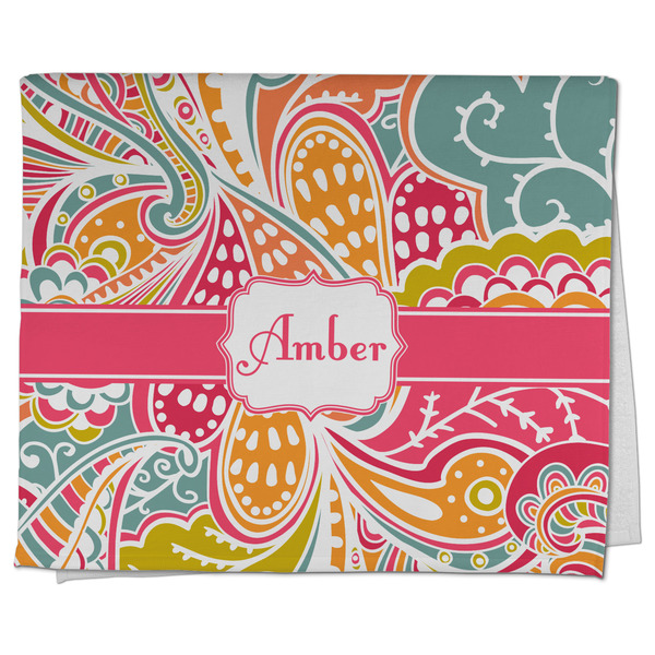 Custom Abstract Foliage Kitchen Towel - Poly Cotton w/ Name or Text